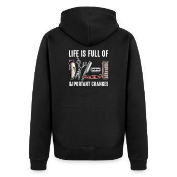 Barber Barbershop Barbier Bart - Unisex Premium Bio Zip Hoodie - Schwarz - Hinten - Nico (187cm)