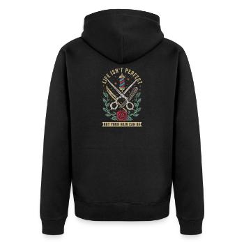 Barber Barbershop Barbier Bart - Unisex Premium Bio Zip Hoodie - Schwarz - Hinten - Nico (187cm)