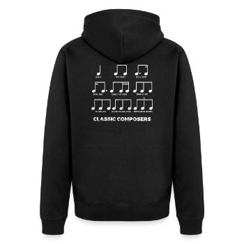Compositeurs classiques Musique Notes de piano - Veste à capuche bio Premium Unisexe - noir - Dos - Nico (187cm)