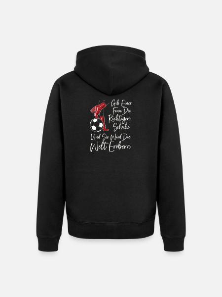 Fußball Mädchen Fussball - Unisex Premium Bio Zip Hoodie - Schwarz