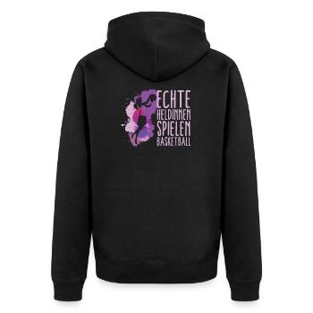 Basketball Mädchen Streetball - Unisex Premium Bio Zip Hoodie - Schwarz - Hinten - Nico (187cm)