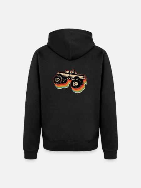 Retro Monster Truck - Unisex Premium Organic Zip Hoodie - black