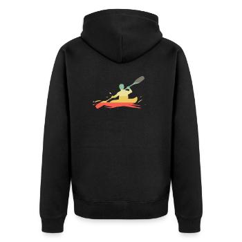 Retro Kajak Kayak Kajaker - Unisex Premium Bio Zip Hoodie - Schwarz - Hinten - Nico (187cm)