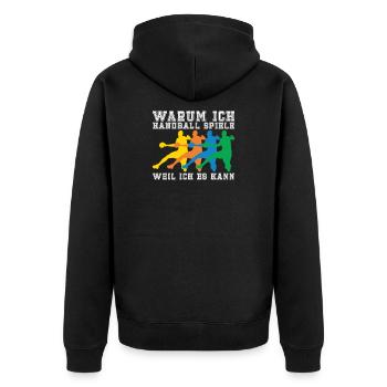 Handballspieler Handball Handballer - Unisex Premium Bio Zip Hoodie - Schwarz - Hinten - Nico (187cm)