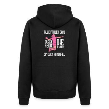 Handballspieler Handball Handballer - Unisex Premium Bio Zip Hoodie - Schwarz - Hinten - Nico (187cm)