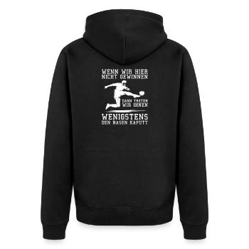 Fußball Fussball - Unisex Premium Bio Zip Hoodie - Schwarz - Hinten - Nico (187cm)