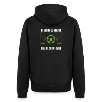 Fußball Fussball - Unisex Premium Bio Zip Hoodie - Schwarz - Hinten - Nico (187cm)
