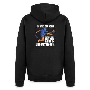 Fußball Fussball - Unisex Premium Bio Zip Hoodie - Schwarz - Hinten - Nico (187cm)