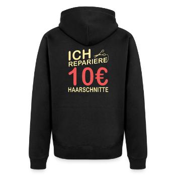 Friseur Frisör Haarstylist - Unisex Premium Bio Zip Hoodie - Schwarz - Hinten - Nico (187cm)