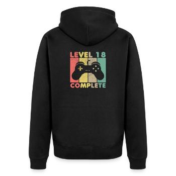 18. Geburtstag Geschenk Gamer Männer - Unisex Premium Bio Zip Hoodie - Schwarz - Hinten - Nico (187cm)