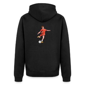 Fußball Fussball - Unisex Premium Bio Zip Hoodie - Schwarz - Hinten - Nico (187cm)