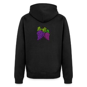 Grape - Unisex Premium Organic Zip Hoodie - black - Back - Nico (187cm)
