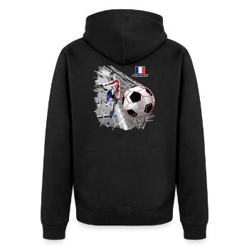 FRANCE FOOTBALL SOCCER PLAY T SHIRTS, GIFTS - Unisex Premium Organic Zip Hoodie - black - Back - Nico (187cm)
