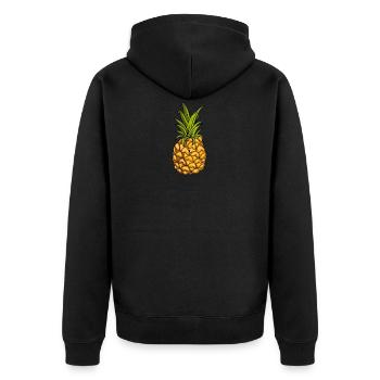 Ananas - Unisex Premium Bio Zip Hoodie - Schwarz - Hinten - Nico (187cm)