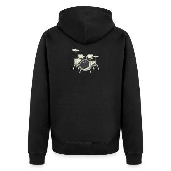 Schlagzeug Schlagzeuger - Unisex Premium Bio Zip Hoodie - Schwarz - Hinten - Nico (187cm)
