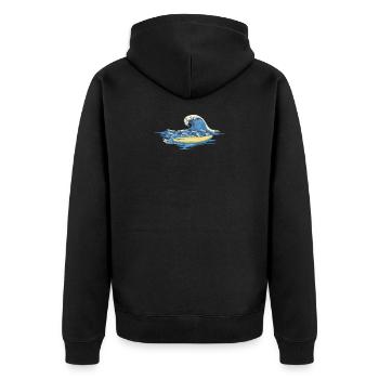 Wellenreiten Surfen - Unisex Premium Bio Zip Hoodie - Schwarz - Hinten - Nico (187cm)