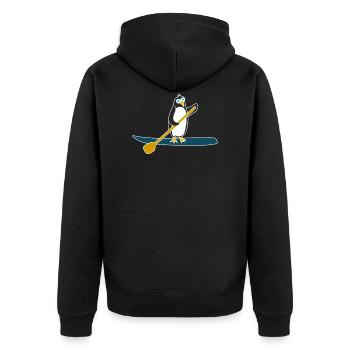 SUP penguin animals nature winter water sports - Unisex Premium Organic Zip Hoodie - black - Back - Nico (187cm)