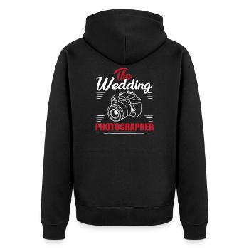 Appareil photo de cadeau de photographe de mariage - Veste à capuche bio Premium Unisexe - noir - Dos - Nico (187cm)
