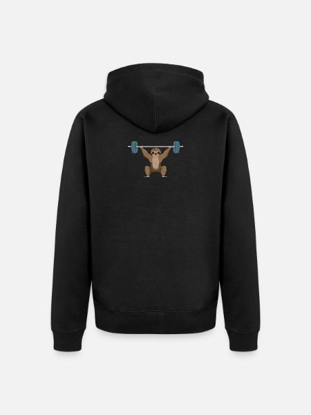 Weightlifting weightlifter barbell - Unisex Premium Organic Zip Hoodie - black