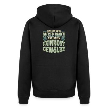 Das ist kein dicker Bauch Feinkostgewölbe - Unisex Premium Bio Zip Hoodie - Schwarz - Hinten - Nico (187cm)