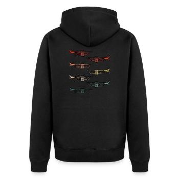 trumpet - Unisex Premium Organic Zip Hoodie - black - Back - Nico (187cm)