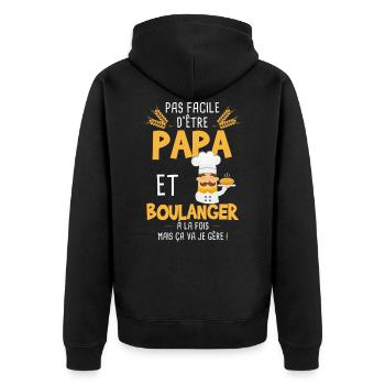 Papa - Boulangerie - Pain - Boulanger - Veste à capuche bio Premium Unisexe - noir - Dos - Nico (187cm)
