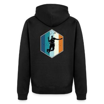 Badminton - Unisex Premium Bio Zip Hoodie - Schwarz - Hinten - Nico (187cm)
