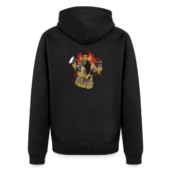 Fire department fire truck firefighter - Unisex Premium Organic Zip Hoodie - black - Back - Nico (187cm)