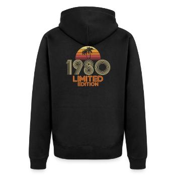 1980 Retro Geburtstag Geschenkidee - Unisex Premium Bio Zip Hoodie - Schwarz - Hinten - Nico (187cm)