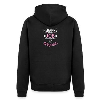 Hebamme Dankeschön - Doula Schwanger Geburtshilfe - Unisex Premium Bio Zip Hoodie - Schwarz - Hinten - Nico (187cm)