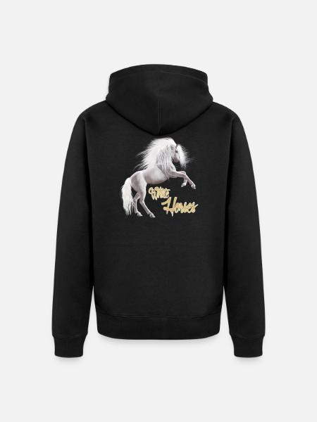 White horse - Unisex Premium Organic Zip Hoodie - black