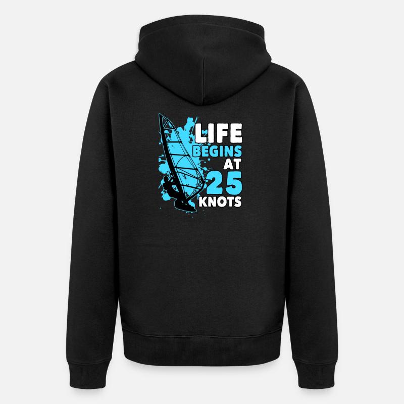 Windsurfer Spruch Geschenk Windsurfen - Unisex Premium Bio Zip Hoodie - Schwarz