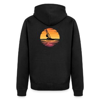 Windsurfen Sonnenuntergang Windsurfer - Unisex Premium Bio Zip Hoodie - Schwarz - Hinten - Nico (187cm)