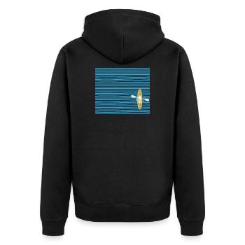 Kajak - Unisex Premium Bio Zip Hoodie - Schwarz - Hinten - Nico (187cm)