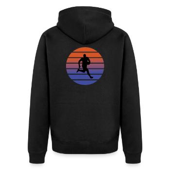 Rugby - Unisex Premium Bio Zip Hoodie - Schwarz - Hinten - Nico (187cm)
