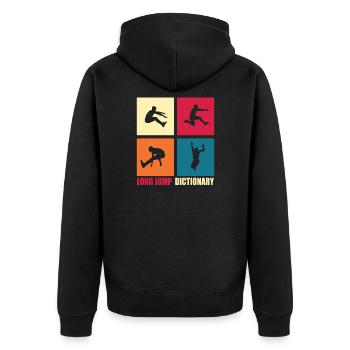 Long jump lexicon Funny gift - Unisex Premium Organic Zip Hoodie - black - Back - Nico (187cm)