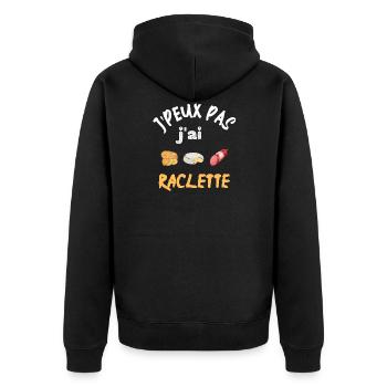 Je peux pas j'ai raclette. Idée cadeau - Veste à capuche bio Premium Unisexe - noir - Dos - Nico (187cm)