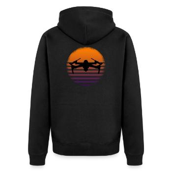 Drohne - Unisex Premium Bio Zip Hoodie - Schwarz - Hinten - Nico (187cm)