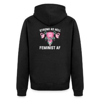 Feminismus Frauenpower Feminist - Unisex Premium Bio Zip Hoodie - Schwarz - Hinten - Nico (187cm)