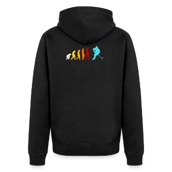 Inlinehockey Evolution Geschenk - Unisex Premium Bio Zip Hoodie - Schwarz - Hinten - Nico (187cm)