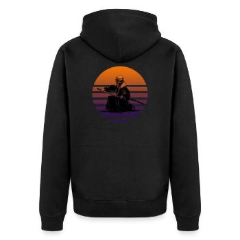 Kendo - Unisex Premium Organic Zip Hoodie - black - Back - Nico (187cm)