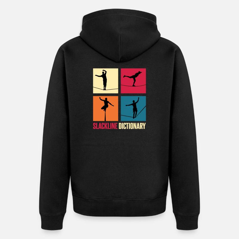 Slackline Lexikon Geschenk - Unisex Premium Bio Zip Hoodie - Schwarz