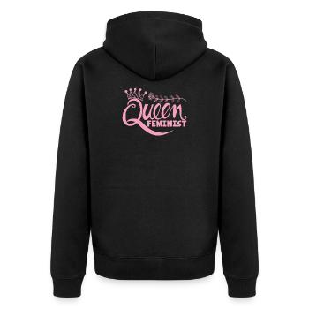 Feminismus Frauenpower Feminist - Unisex Premium Bio Zip Hoodie - Schwarz - Hinten - Nico (187cm)