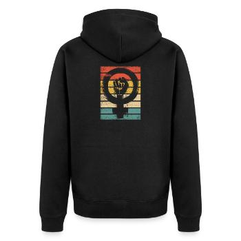Feminismus Frauenpower Feminist - Unisex Premium Bio Zip Hoodie - Schwarz - Hinten - Nico (187cm)