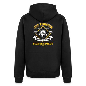 Fighter pilot jet fighter - Unisex Premium Organic Zip Hoodie - black - Back - Nico (187cm)