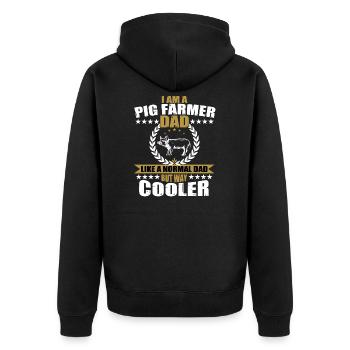 Pig farmer gift dad - Unisex Premium Organic Zip Hoodie - black - Back - Nico (187cm)