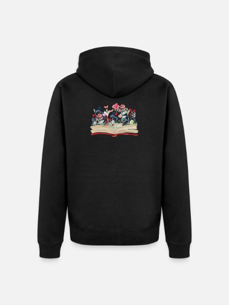 Bücherwurm Buch Lesen Leseratte - Unisex Premium Bio Zip Hoodie - Schwarz