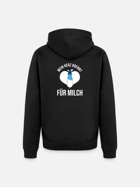 Milch Rohmilch Vollmilch - Unisex Premium Bio Zip Hoodie - Schwarz