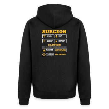 Chirurg - Unisex Premium Bio Zip Hoodie - Schwarz - Hinten - Nico (187cm)
