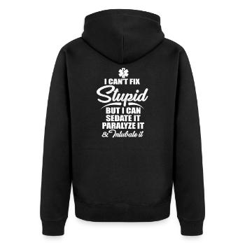 Rettungssanitäter - Unisex Premium Bio Zip Hoodie - Schwarz - Hinten - Nico (187cm)